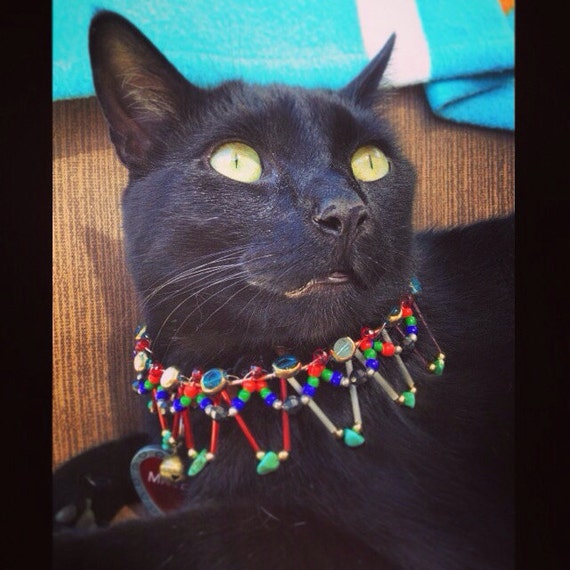 Classic Egyptian Cat Collar Wire Wrapped with Turquoise