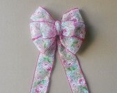 Pink Floral Bow, Mothers Day Bow, Spring Bow, Easter Wreath Bow, Easter Basket Bow, Pink Easter Bow, Door Mailbox Tree Topper Decoration Il_170x135