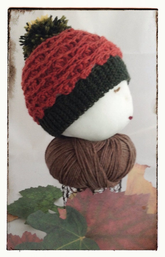 Hat beanie in Fall colors machine washable by TheRompingNeedle