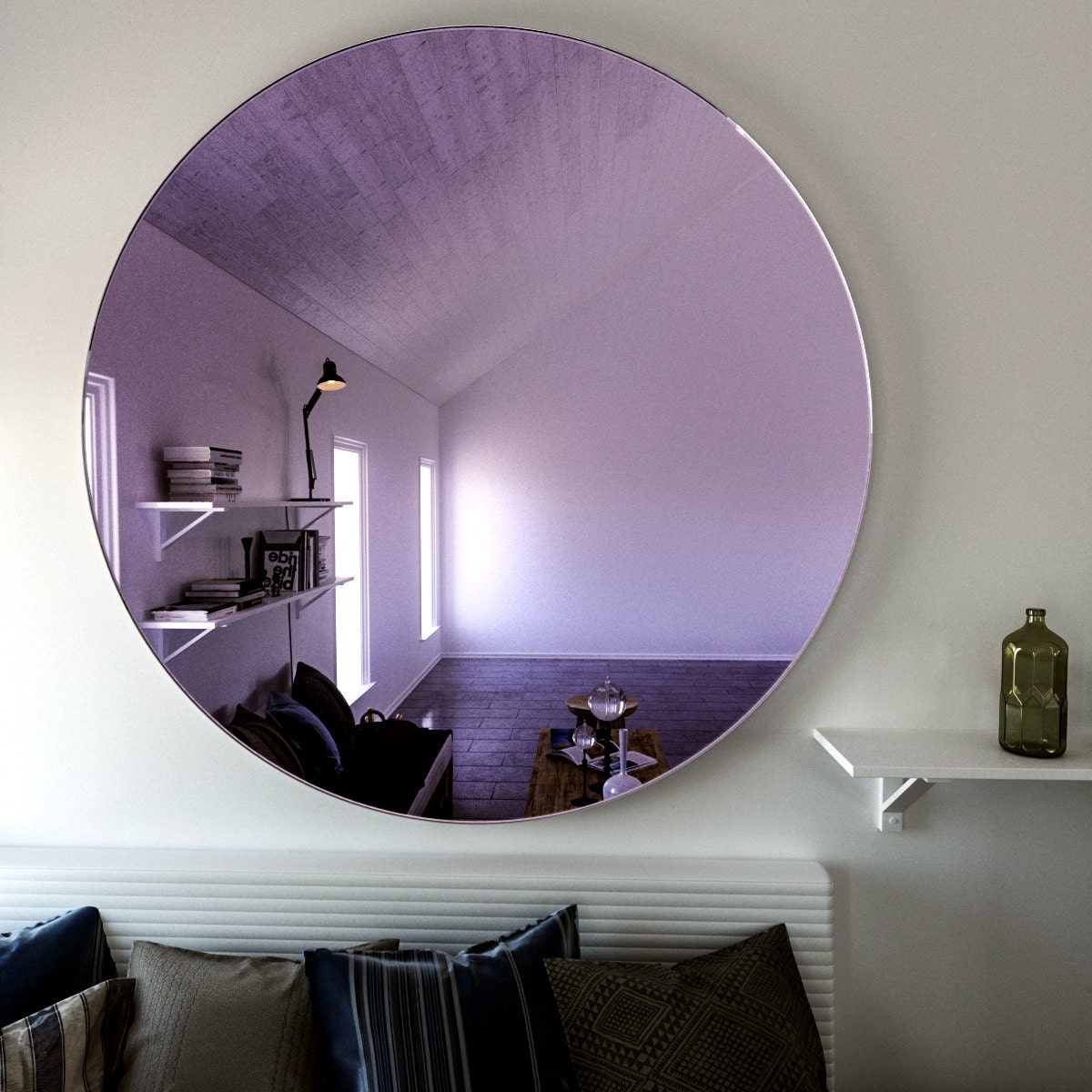 Purple wall mirror. Large hanging Art Deco by MirrorCooperative
