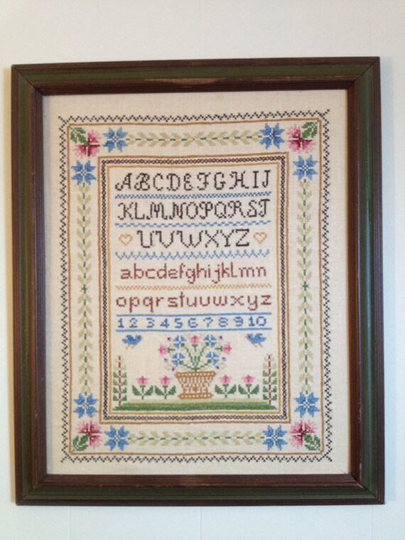 Cross Stitch Sampler / Pennsylvania Dutch Design / Folk Art