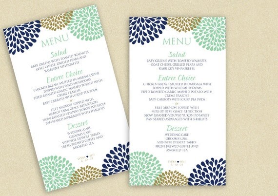 Printable Wedding Menu Card Template by DiyWeddingTemplates