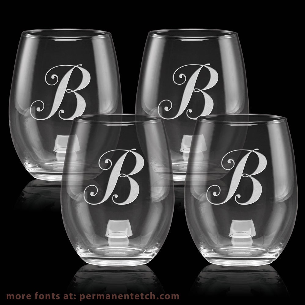 15oz Luminarc Stemless Wine Glasses With Etched 4013