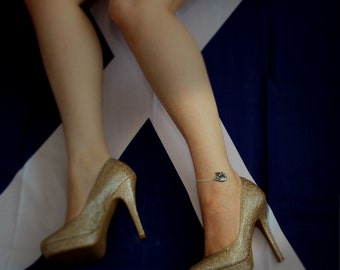 Scottish Bagpipes Anklet, Ankle Bracelet, chain, Handmade in Britain, Scotland (h)