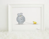 Mr. Hippo & Yellow Duck - hand painted canvas, yellow nursery, nursery artwork, baby shower, nursery decor, baby room, girls room, boys room