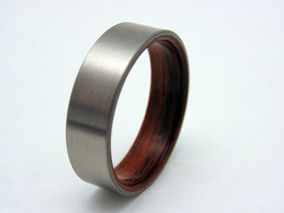 Mens ring Rosewood and anium wedding band wood ring