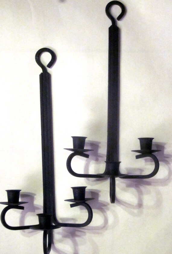 Pair vintage iron forged WALL SCONCES