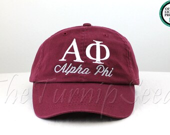 Alpha Phi Sorority Baseball Cap - Custom Color Hat and Embroidery.