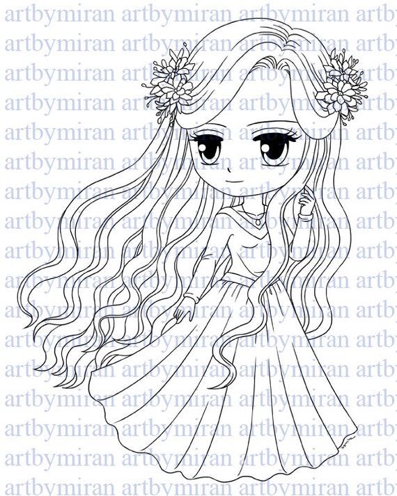 Digital Stamp-Florence, Digi Stamp, Coloring page, Printable Line art for Card and Craft Supply