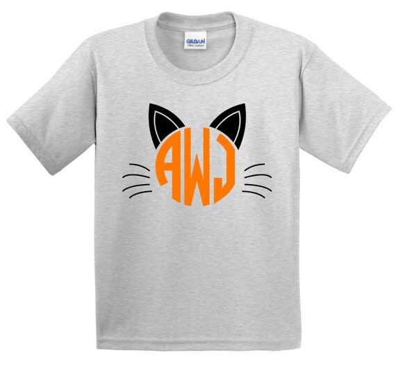Personalized Monogrammed Cat T shirt Kitty Tshirt Kitten tee