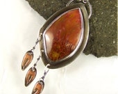 Flame Agate Necklace with Copper Fire Accent Dangles