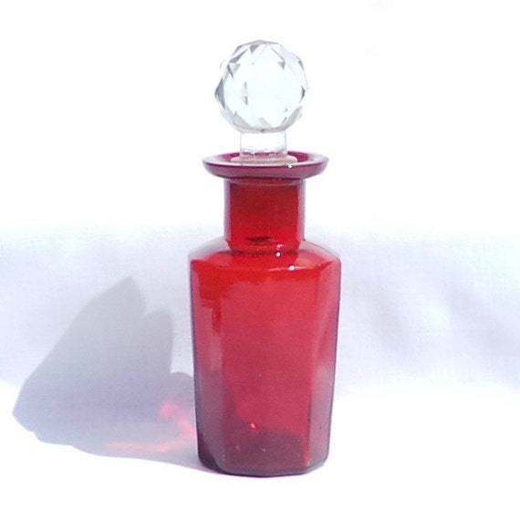 Antique Red Glass Bottle Victorian Glassware Perfume
