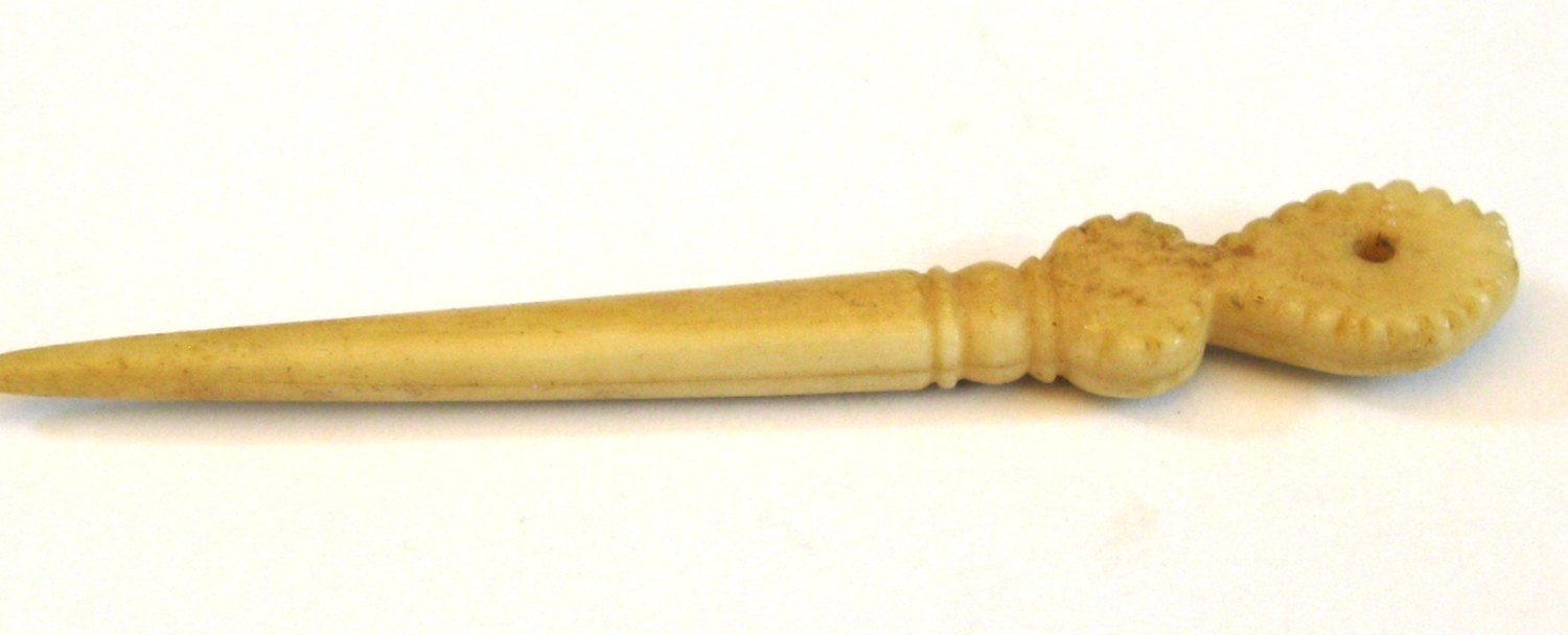 RESERVE Antique Sewing Awl Hand Carved and Turned Vintage
