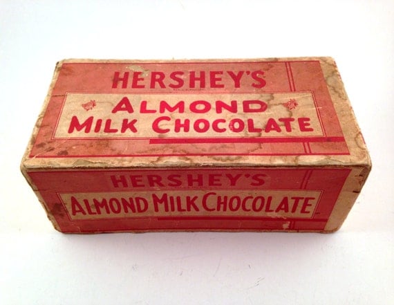 Items similar to RARE Antique Hershey's Almond Milk Chocolate Box ...