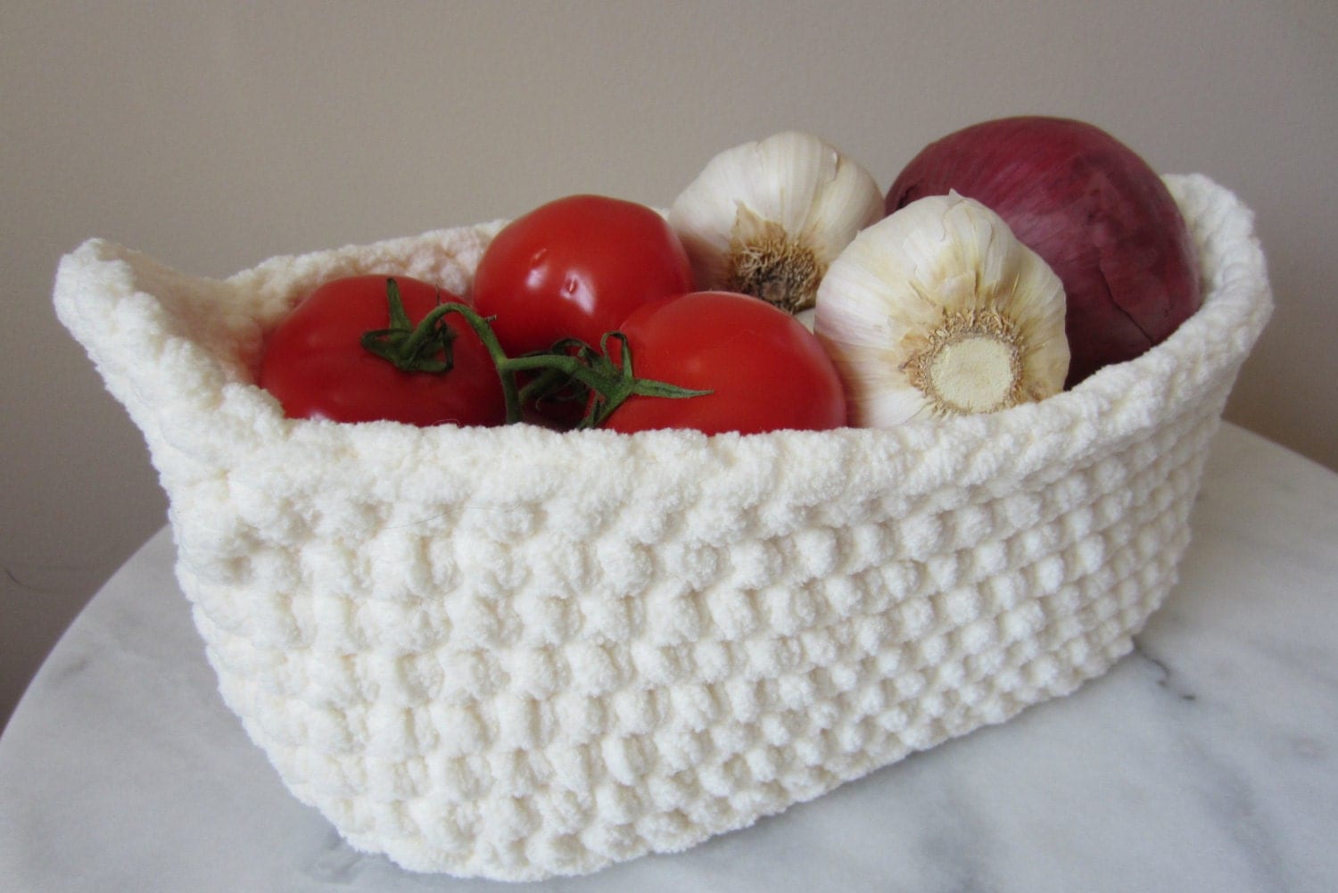 Bread Basket Oval Baskets Crocheted with Handles by maybe4you