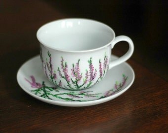 Hand-painted heather coffee cup
