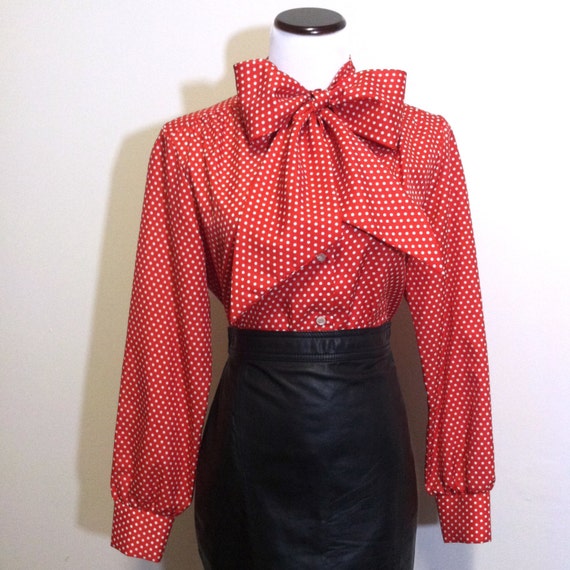 red polka dot blouse uk