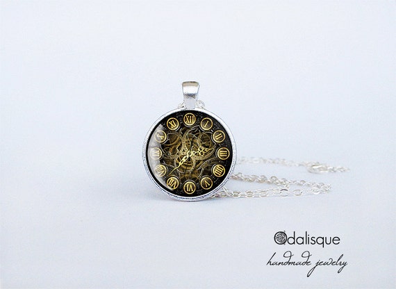 Steampunk Clock Pendant Vintage Necklace Jewelry Keyring by OdalisqueShop steampunk buy now online