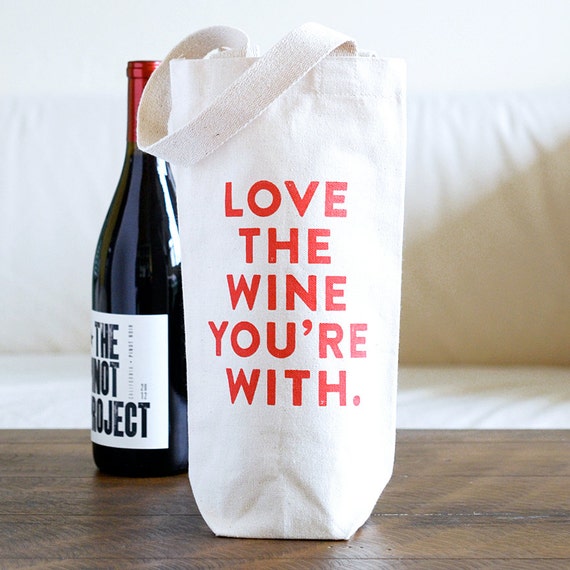 Wine Tote - Cotton Canvas Wine Tote Bag - Bridesmaid Gift - Love the ...