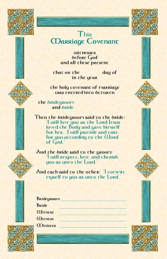 Celtic Wedding Certificate Celtic Knot Certificate Marriage