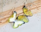 Resin transparent Earring lemon Morpho Butterfly Jewelry - Summer yellow butterfly Earrings