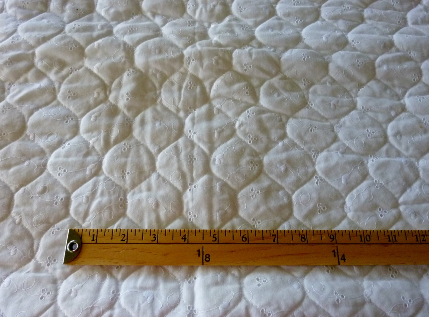 White Eyelet PreQuilted Fabric