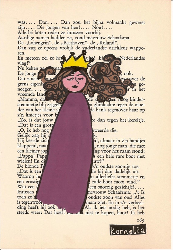 Princess Original illustration, Fairytale Painting Girl, Purple Princess Crown, Birthday Gift Girl, Princess Gift Girl