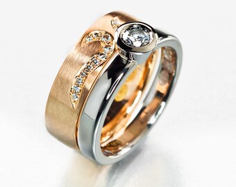 two tone unique wedding rings