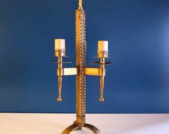 Golden forging, retro vintage 60s portable floor lamp.
