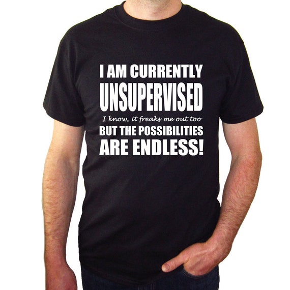 Unsupervised Humorous Tshirt Mens Printed Funny by HoneyLemonTees