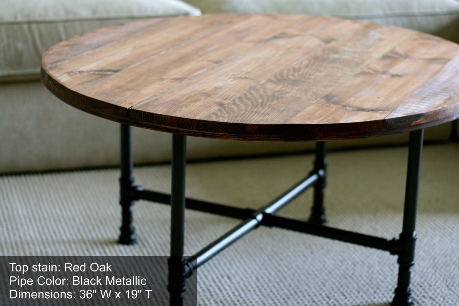 Round Industrial Coffee Table Reclaimed by sumsouthernsunshine