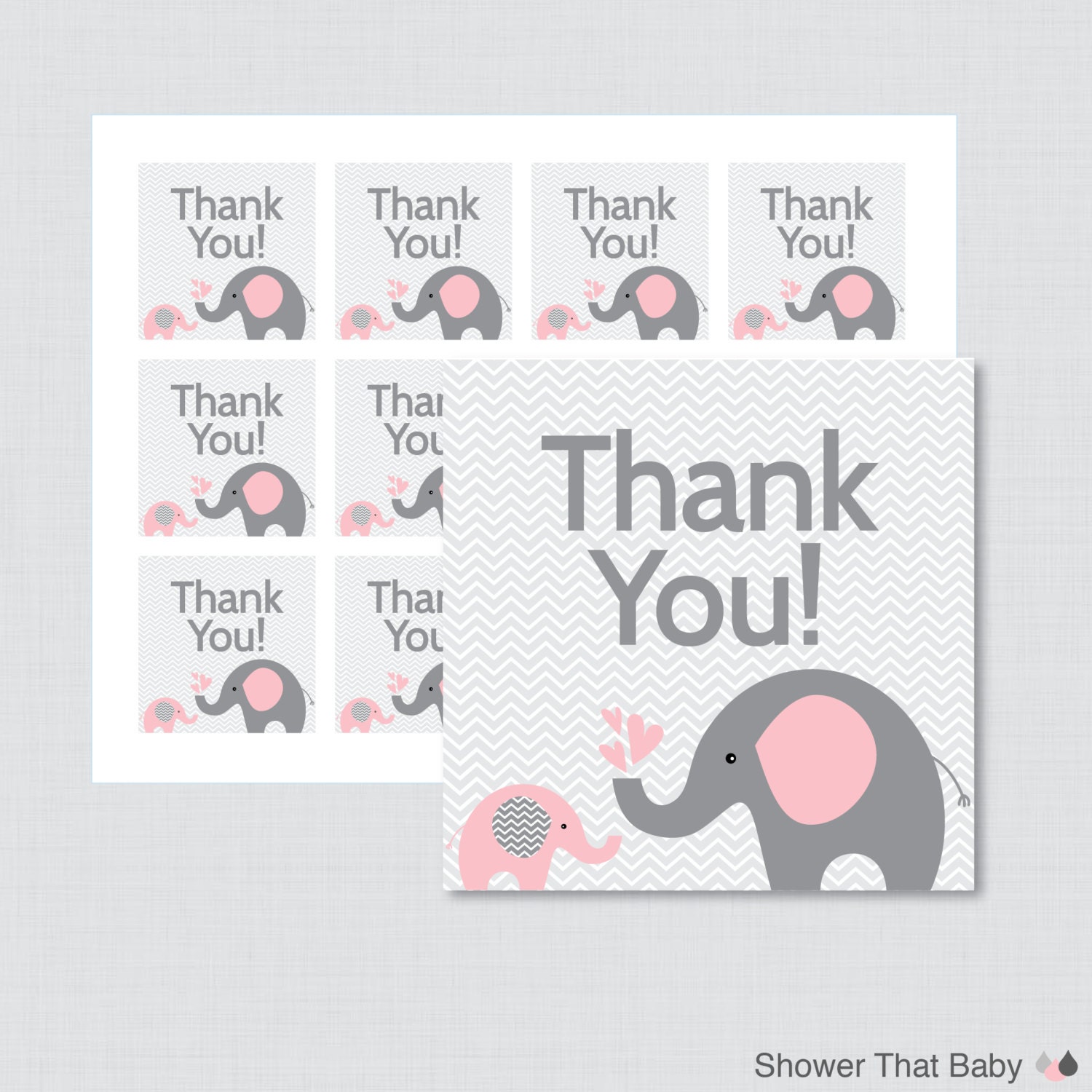 Printable Elephant Baby Shower Favor Tags Thank You Tag for