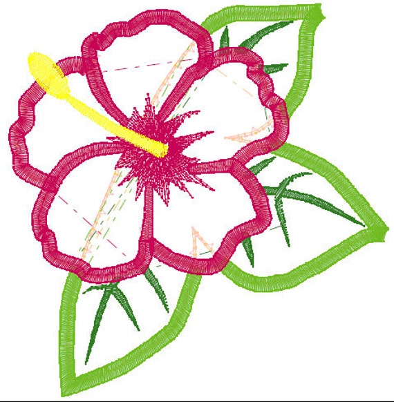 Hawaiian Flower Applique Embroidery Design Hibiscus applique