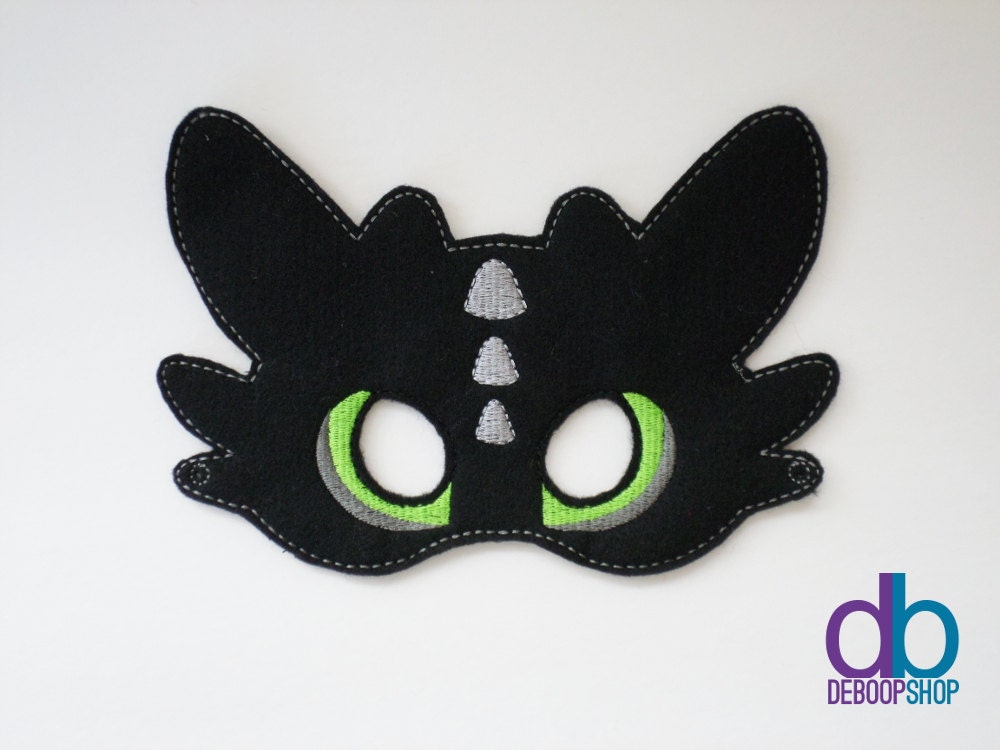 Black Dragon Felt Embroidered Mask