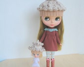 Knitted hat for Blythe dolls "Chocolate ice cream", cake hat, hand knit cap, Neo Blythe Outfit, blythe hat, beanie, handmade