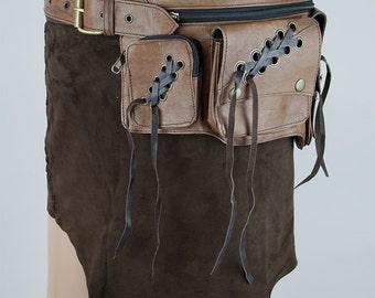 Steampunk Hip bag | Burning Man belt | Belt pouch | Festival utility belt |Belt bag with pockets - Faun (0013)