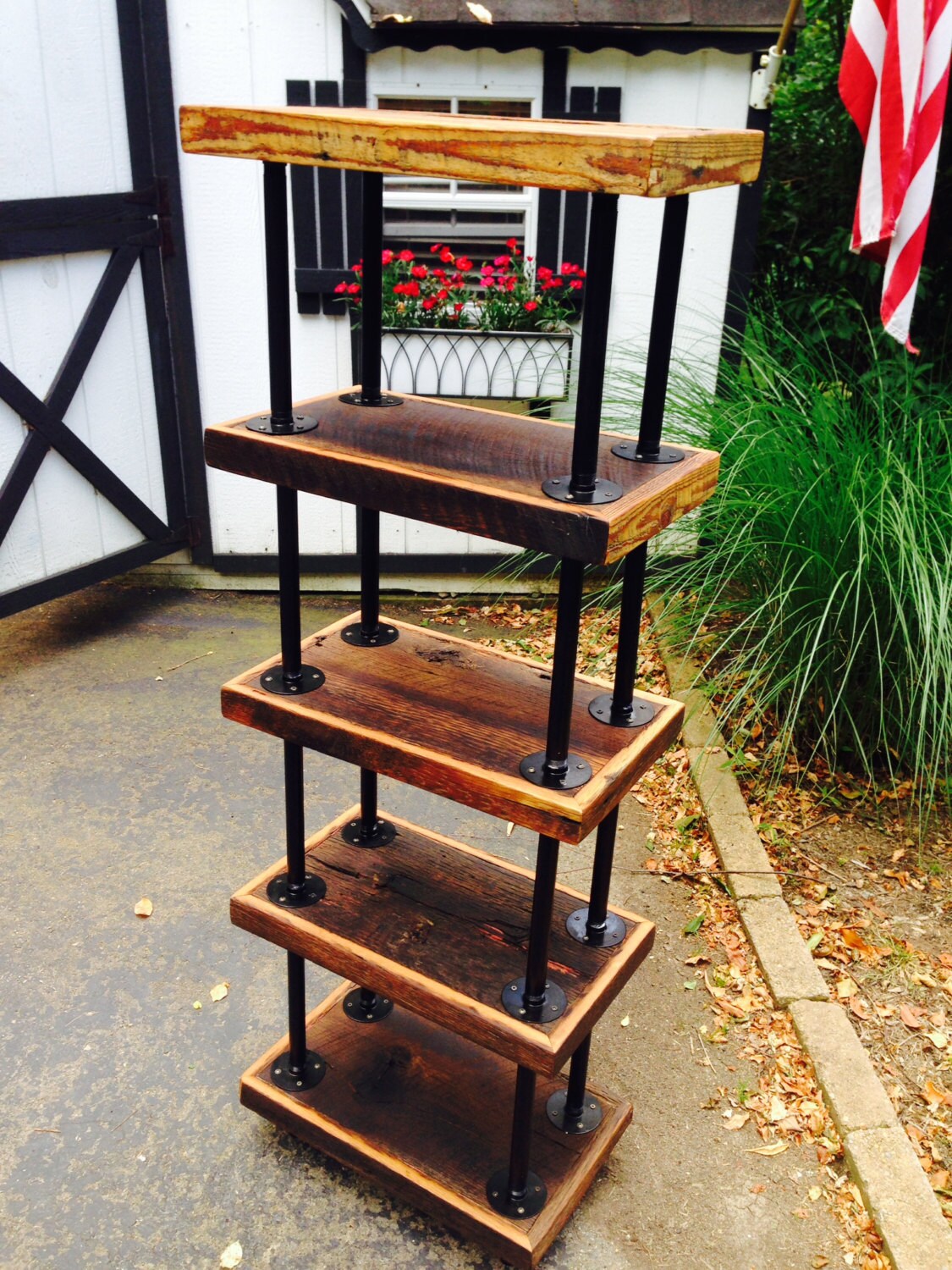 Reclaimed Wood Industrial Shelving Unit by MarinerandBarns on Etsy