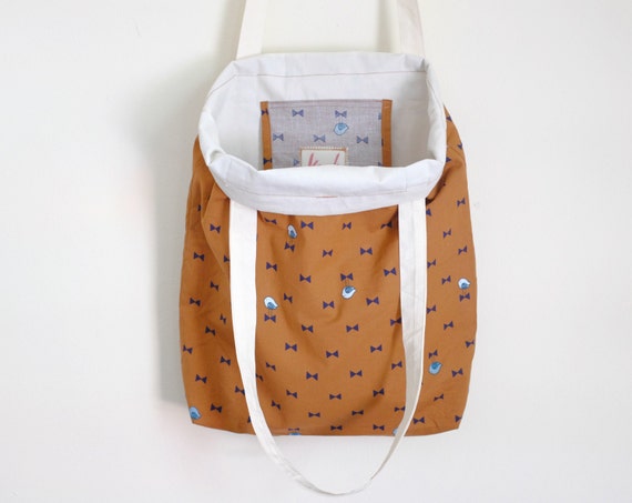 Canvas Bird Pattern Tote Bag - Large Beach Bag - Oversized Tote Bag ...