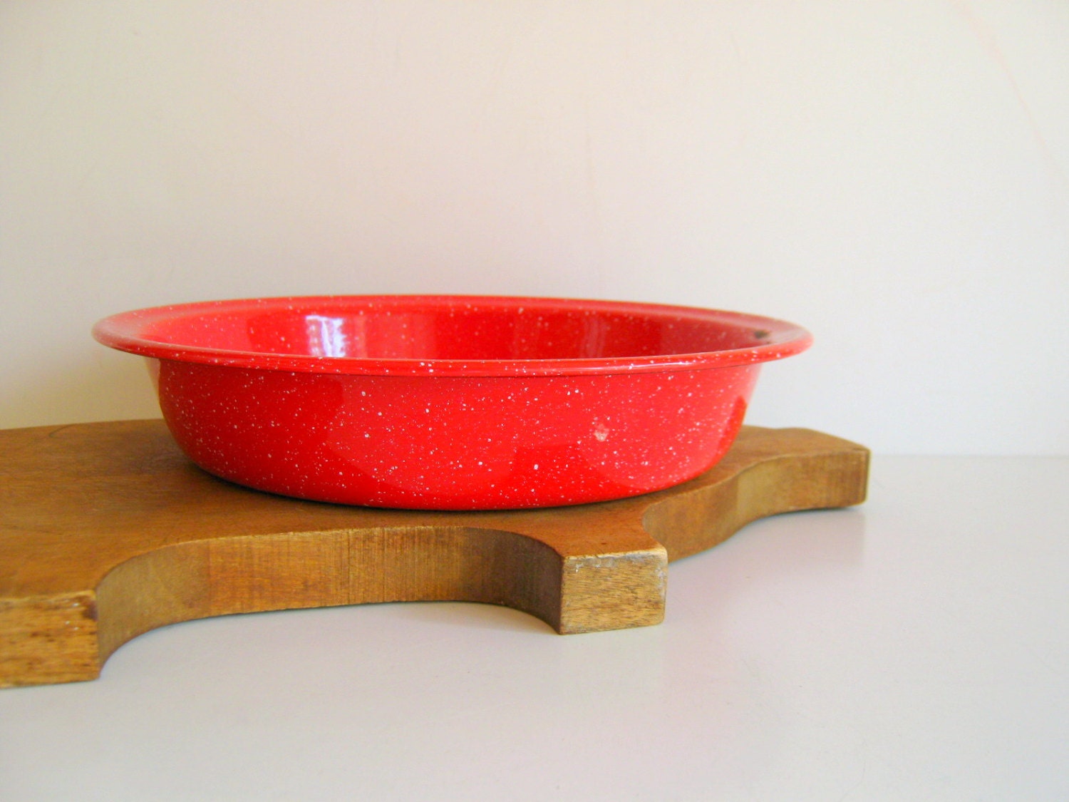 Red Enamelware Bowl Vintage Fruit Bowl Red Spatterware Haute Juice