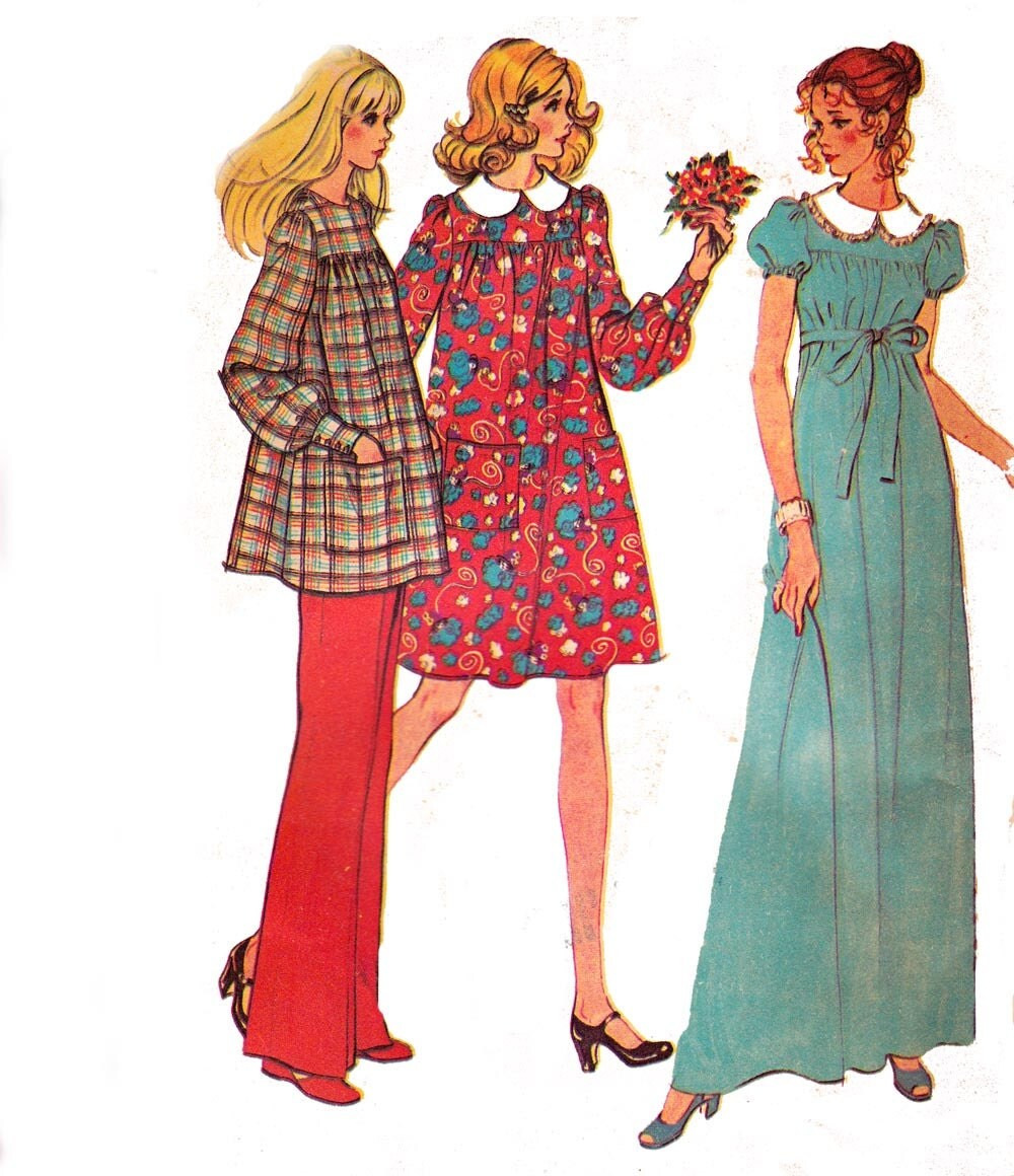 1970s Boho Maternity Dress Smock Pants by allthepreciousthings