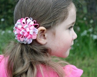 Princess Hair Bows - Loopy Puffs - Pink Silver Princess Tiara Crowns - Funky Hair Bows - Puffy Hair Clips - Boutique Hair Bows - Loopy Puff - il_340x270.654452896_d70d