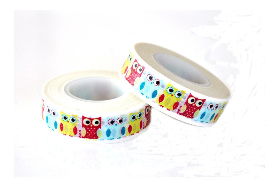 Colorful Owls Washi Tape Super Long 50 Feet in Length