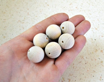 50x Round Wood Beads - 19mm (3/4'') Wooden Balls - Unfinished Wooden Beads - DIY Wood Crafts