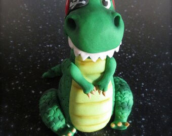 cake dinosaur fondant topper pirate