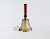 Antique Brass School Bell Wood Handle