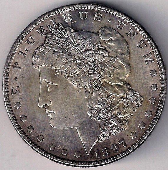 Antique 1897 Us United States Silver Morgan One Dollar Coin