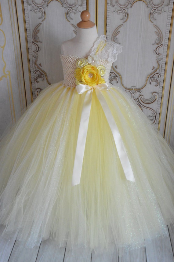 Daffodil Ivory and Yellow flower girl tutu dress