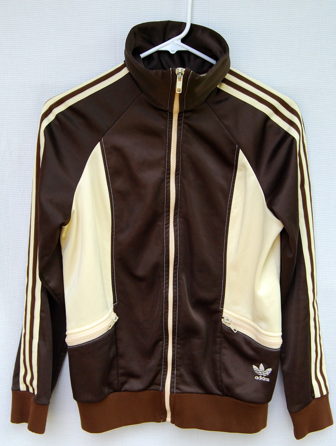 tan adidas track jacket