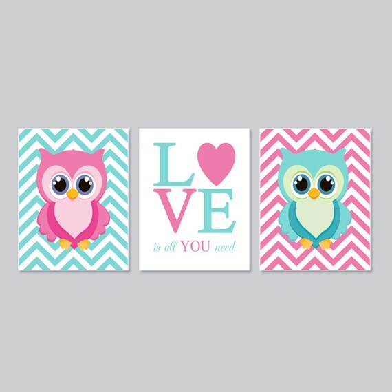 Owl Nursery Wall Art Prints Or Canvas Girl Nursery Decor