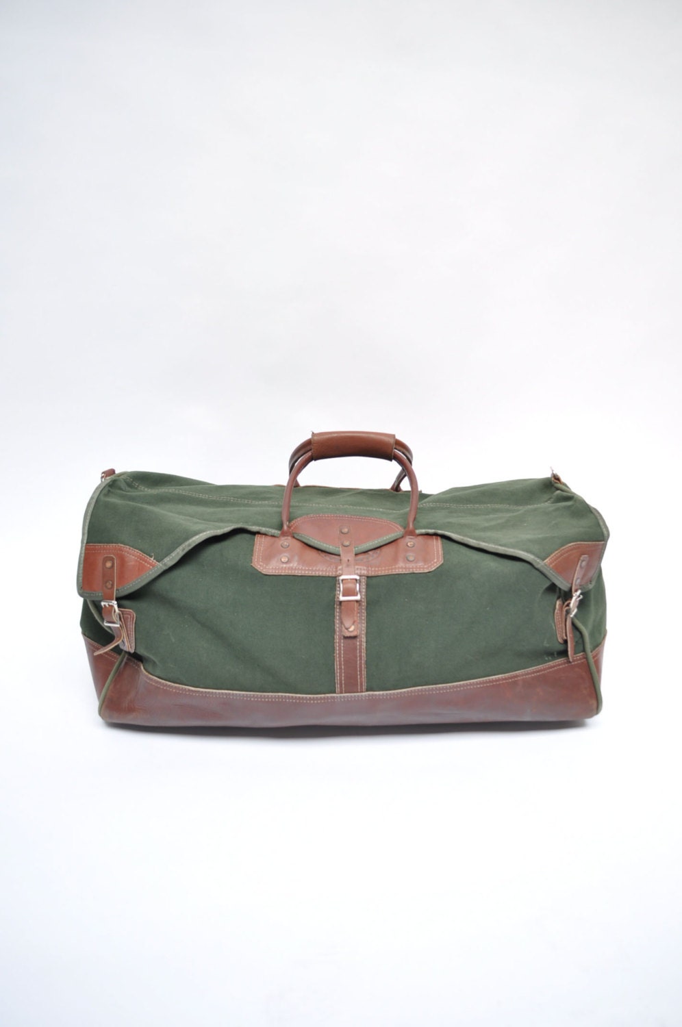 vintage duffle bag leather ORVIS gokey canvas carry on